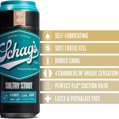 Blush Schag’s 7.75" Sultry Stout Male Masturbator Stroker, Self-Lubricating Sleeve w/ 4 Pleasure Chambers, Realistic Pocket Pussy, PerfectFlo Oral Like Cock Suction - Adult Sex Toy for Men - (Clear)