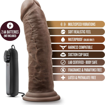 Blush Novelties Dr. Skin 8 Inch Realistic Vibrating Dildo with Suction Cup, Sex Toy for Women, Sex Toy for Adults, Chocolate