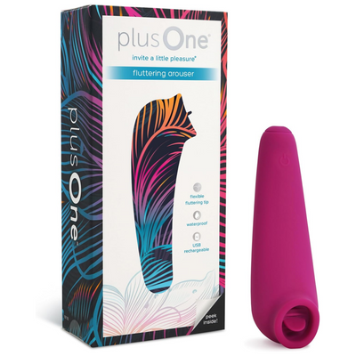 plusOne Fluttering Arouser, 10 Vibration Settings, Suction Stimulation Vibrator, Silicone, Fully Waterproof, and Rechargeable