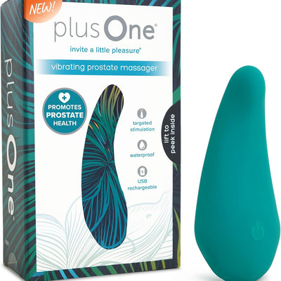 plusOne External Prostate Massaging Device, Beginner Friendly Stimulating Massager, 10 Vibration Modes, Waterproof & USB Rechargeable