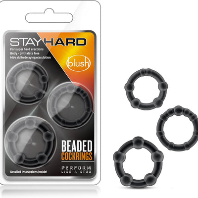 Blush Novelties Genuine Stay Hard Beaded Cock Rings in 3 Sizes - Soft, Super Stretchy - Increase Stamina - Longer, Harder, Bigger Thick Erections - Add Girth - Male Enhancement Sex Toy