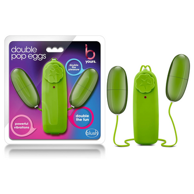 Blush Adult Sex Toys - B Yours Double Pop Egg Massager - Bullet Vibrator Remote Control with Tunable Vibrations - Pleasure 2 Erogenous Zones - G spot Clit Stimulation Vibe for Women & Couples - Lime
