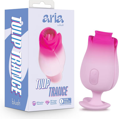 Blush ARIA 4.5" Tulip Trance Clitoral Sucking Massager - Silicone Personal Vibrator w/Tongue-Fluttering & Sucking Sensations for Nipple & Clit, IPX7, USB Charge Stimulating Adult Sex Toy Women - Pink