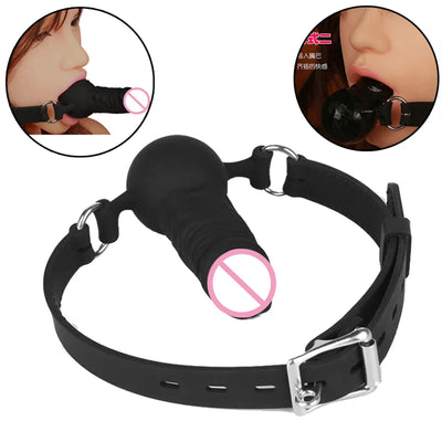 Open Mouth Gag Dildo Oral Fixation Harness Bondage Erotic Accessories Adult Game Sex Toys for Women Men Couple BDSM Sex Shop