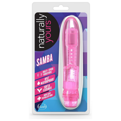 Blush Novelties Samba - 6.75 Inch Small Soft Vibrator for Beginners - Flexible Semi-Rigid Body for Clitoral & Vaginal Stimulation - IPX7 Waterproof - Adult Sex Toy for Women Pleasure - Clear Pink