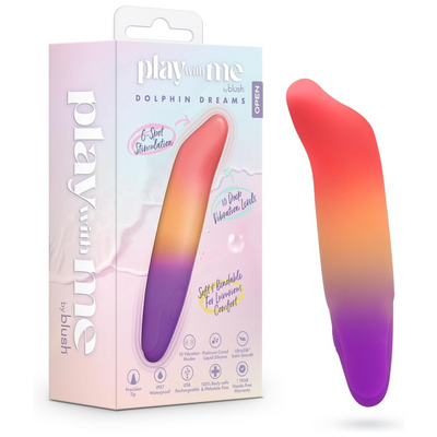 Blush 4.75" Dolphin Dreams Silicone Bullet Vibrator for Women, USB Chargeable Clitoral Nipple Stimulator, Soft Flexible Adult Sex Toy w/ 10 Vibrating Pulses, IPX7 Pocket Massager for Beginners Couples