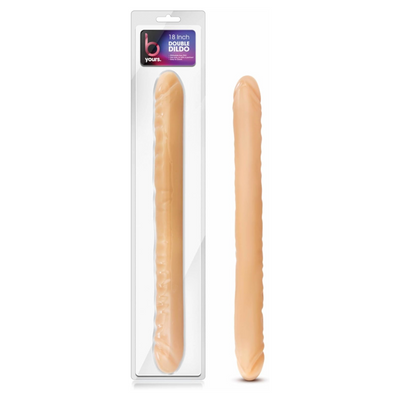 Blush B Yours 18" Long Dildo, Realistic Flexible Dual-Ended Double Penetration Cock - Soft Bendable PVC - Double Your Pleasure Lesbian Strapless Play - Adult Sex Toy for Women, Men, Couples - (Beige)