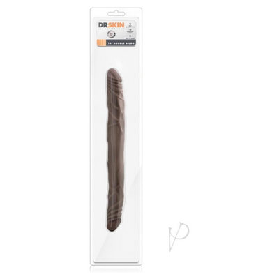 Blush Dr. Skin 14" Realistic Double Dildo - Lifelike Dual-Ended Cock for Deep Penetration - Soft PVC - Anal & Vaginal Fantasy Game Play Long Penis - Adult Sex Toy for Women & Couples - (Chocolate)
