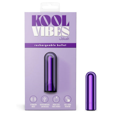 Blush Kool Vibes 2.5" Mini Bullet Vibrator, Quiet Pocket Clitoral Stimulator - 10 Vibrating Functions (5 Speeds & Patterns) USB Rechargeable - Intimate Pleasure Play Adult Sex Toy for Women - (Grape)