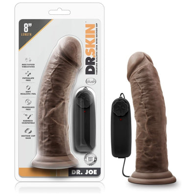 Blush Novelties Dr. Skin 8 Inch Realistic Vibrating Dildo with Suction Cup, Sex Toy for Women, Sex Toy for Adults, Chocolate
