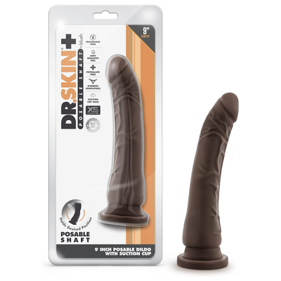 Blush Novelties Dr. Skin Plus Realistic Triple Density Posable Dildo - 9 Inch Length 2 Inch Width - Sturdy Firm Suction Cup - Base for Hands Free Play and Harness Compatible - Sex Toy
