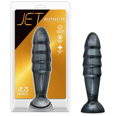 Blush Novelties Sex Toys - Jet Destructor Anal Butt Plug - 10.75 Inch Giant Soft Dildo for Deep Stimulation - 2.5 Inch Thick Shaft, Strap-On Compatible, Sturdy Suction Cup - Men, Women, Unisex - Black