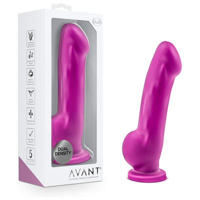 Blush Adult Sex Toys – Avant D7 Ergo – 7.5 Inch G Spot & P Spot Dildo – Platinum Cured Purio Ultrasilk Dual Density Silicone Dildo with Suction Cup & Strap-On Compatible – Women Men Couples – Purple