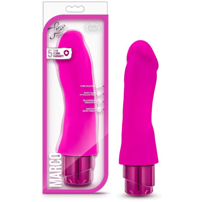 Blush Luxe 7.75" Marco Curved Vibrating Dildo, Ultrasilk Silicone Powerful Multi-Speed G-Spot Vaginal Anal Pleasure Stimulator Cock, IPX7, Discreet Massager Adult Sex Toy for Women Couples - Pink