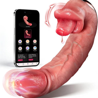 ของเล่นผู้หญิงดิลโด้ลิ้นสั่น AI Sync ควบคุมผ่าน APP นวดจุดจีสปอต

