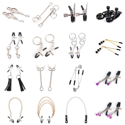 1 Pair Metal Bell Nipple Clamps with Chain Clips Flirting Teasing Sex Flirt Bondage Kit Slave Bdsm Exotic Accessories