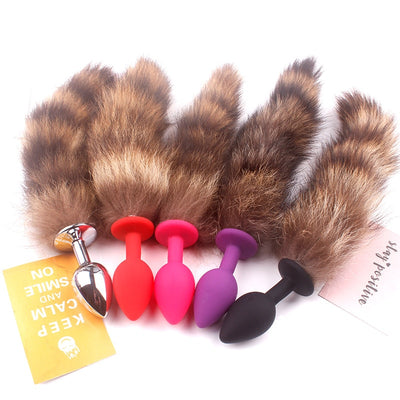 1 Pc Silicone Black Fox Tail Anal Plug for Woman and Men Sexy Butt Plug Adult SM Sex Toy Adult Products