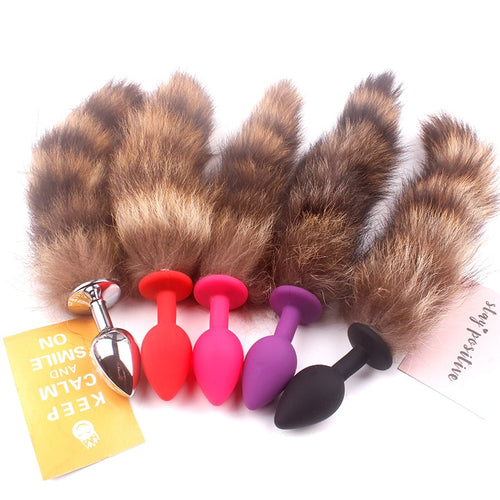 1 Pc Silicone Black Fox Tail Anal Plug for Woman and Men Sexy Butt Plug Adult SM Sex Toy Adult Products