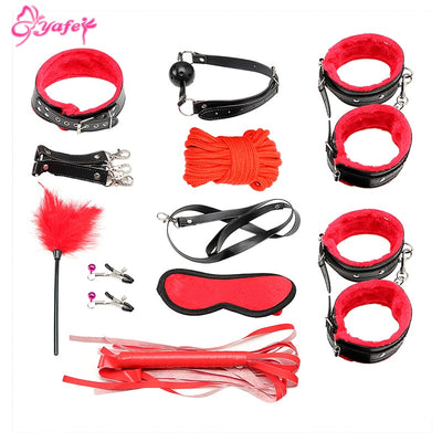 10PCS/set Leather Bdsm Bondage Restraints Adult Games Sex Toys for Couples Woman Slave Game SM Sexy Erotic Toys Handcuff Leather