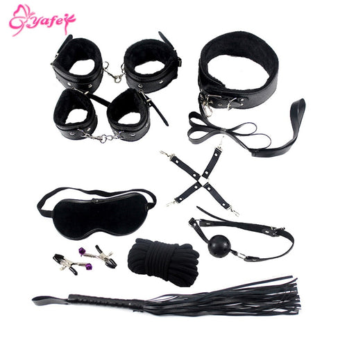 10PCS/set Leather Bdsm Bondage Restraints Adult Games Sex Toys for Couples Woman Slave Game SM Sexy Erotic Toys Handcuff Leather