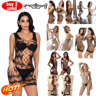 15 STYLES Sexy Lingerie Women Underwear Hot Sex Costumes Baby Dolls Nightdress Fishing Net One-piece Garment Body-Stocking