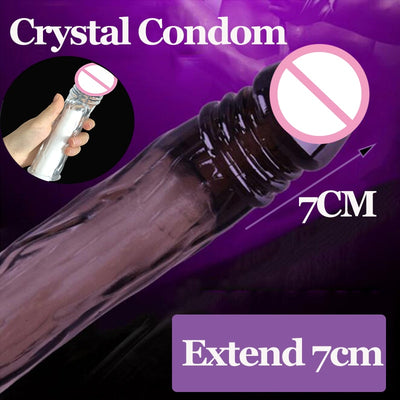 18cm Reusable Soft Silicone Cock Penis Sleeves Condom Extender 7cm Enlarger Sleeve Solid Head Extend Condom Sex Toys for Men