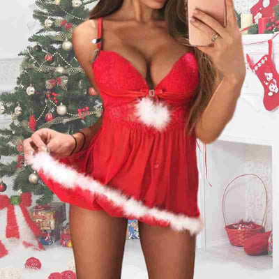 2020 Christmas Lingerie Wholesale Red Suspenders Christmas Dress Erotic Set Sexy Underwear S-3XL