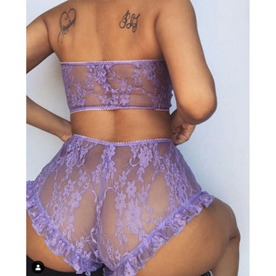 2PCS Women Lingerie Lace Babydoll Underwear Nightwear Sleepwear G-string Sets