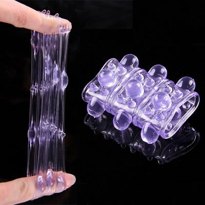 2pcs Penis Sleeve Reusable Condoms for Men Penis Enlargement Condoms with Spike G-spot Vaginal Stimulation Cock Ring Sex Toys