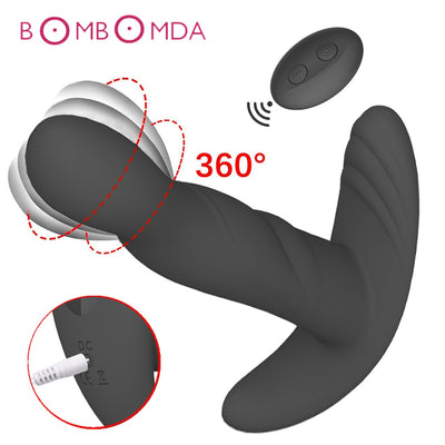 360 Degree Rotating Anal Plug Vibrator Silicone Male Prostate Massager Butt Plug Anus Vibrating Sex Toy For Men G-Spot Stimulate