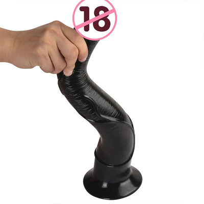 42x6.5cm Black Big Huge Horse Dildo Realistic Sex Toys for Woman and Thrusting Suction Cup Silicone Large Dildos Telescopic