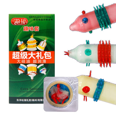 6PCS/lot Adult Sex Products Extra Sensitive Penis Sleeve Female G-spot Vaginal Stimulation Condoms Ribbed Dotted Spike Condom