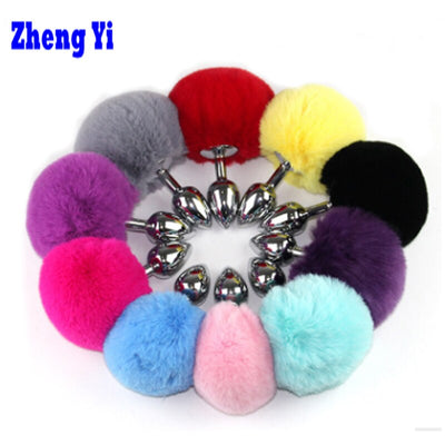 Anal Toy Butt Plug with Crystal Jewelry Smooth Touch Stainless Steel Bunny Tail Anal Plug Anal Sex Toys for Woman Men Gay