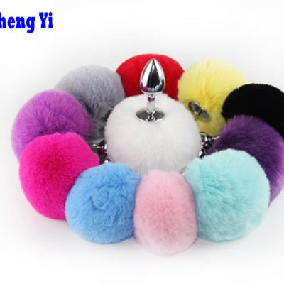 Anal Toy Butt Plug with Crystal Jewelry Smooth Touch Stainless Steel Bunny Tail Anal Plug Anal Sex Toys for Woman Men Gay