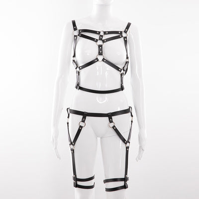 BDSM Bondage Rope Leather Harness Toys for Women Adult Game Outfit Bra and Leg Suspenders Straps Garter Belt Sex Accessories Set