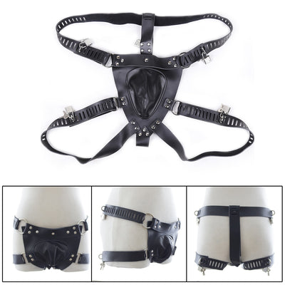 Chastity Pants Waist Belt Padlock Leather Male Harness Bdsm Bondage Restraints Thong G-String Fetish Sexy Lingerie Underwear