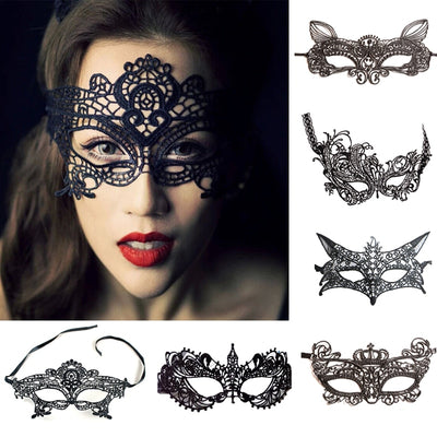 Cosplay Party Sexy Costumes Sexy Lingerie Hot Erotic Baby Doll Sexy Lingerie for Women Female Hollow Out Black Lace Mask 1/2pcs