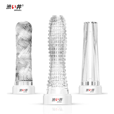 DRY WELL 3pcs Sleeve for Penis Extender Reusable Condom Cock Enlargement Delay Sex Male Condoms with Spikes Intimate Goods