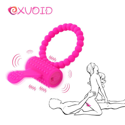 Cock Silicone Rings Tongue Vibrator Sex Toys for Men Male Adults Products Delay Ejaculation Penis Vibrating Ring