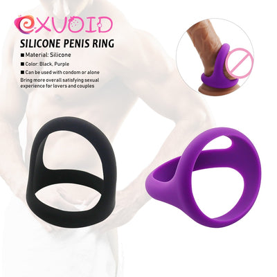 Penis Scrotum Lock Large Size Delay Ejaculation Silicone Elastic Cock Ring Erection Sex Toys for Men Male Penis Ring