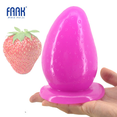 Big Anal Plug with Suction Cup Strawberry Butt Plug Anus Massage Partical Huge 3" Thick Anal Stuffed Stopper Sex Toys