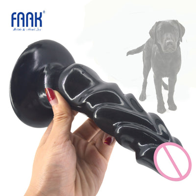 Animal Dog Dildo Curved Strong Suction Fake Penis Ribbed Dick Extreme Stimulate G-spot Sex Toys for Women Sex Products