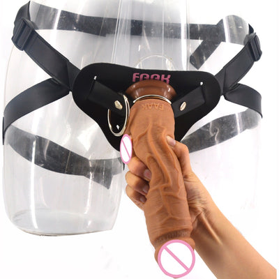 Huge Realistic Dildo Soft Silicone Double Layer Penis Skin Touch Sex Toys for Women Masturbate Leather Harness