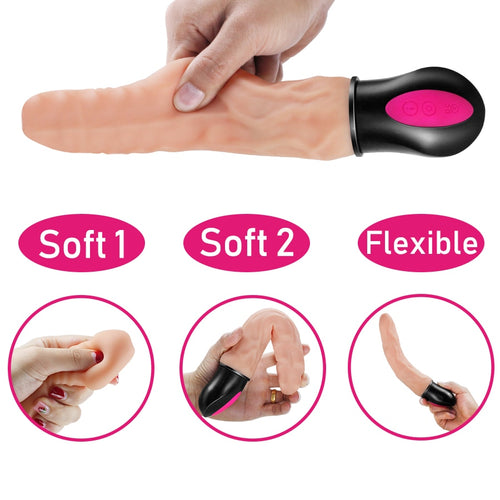 12 Mode Heating Realistic Dildo Vibrator Flexible Soft Silicone Penis G Spot Vagina Vibrator Masturbator Sex Toy for Women