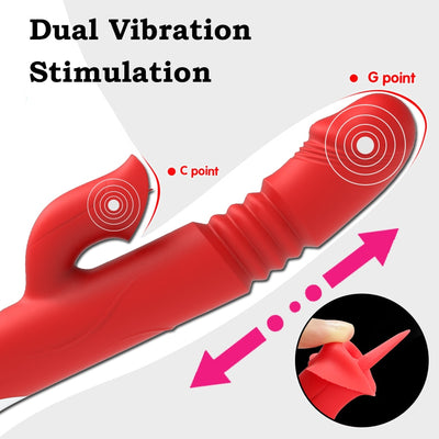Telescopic Rabbit Vibrator Rotation Heating G Spot Dildo Vibrator Clit Stimulator Female Masturbation Sex Toys for Woman