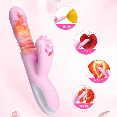 G Spot Dildo Vibrator Silicone Sex Toys for Women Heating Scalable Tongue Licking Wand Clitoris Massager  Adult Sex Shop