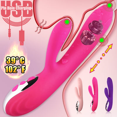 G Spot Rabbit Dildo Vibrator Orgasm Adult Toys USB Charging Powerful Masturbation Sex Toy for Women Waterproof Adult Sex Product