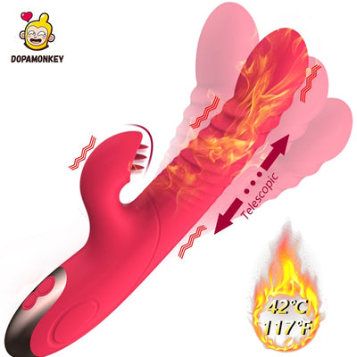 Heating Dildo Vibrator 10 Modes G Spot Vagina Massager Woman Masturbation AV Stick Tongue Double Vibrators Oral Sex Erotic Toys