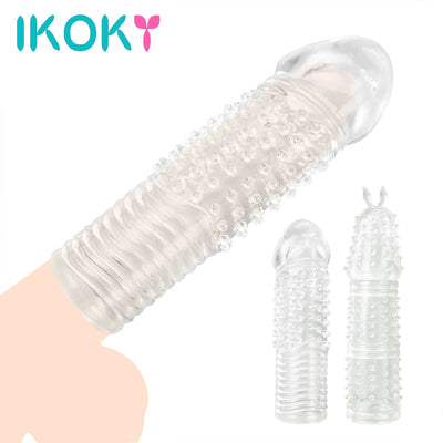 Penis Extender Transparent Penis Sleeve Sex Toys for Men Condoms Cock Ring Reusable Erotic