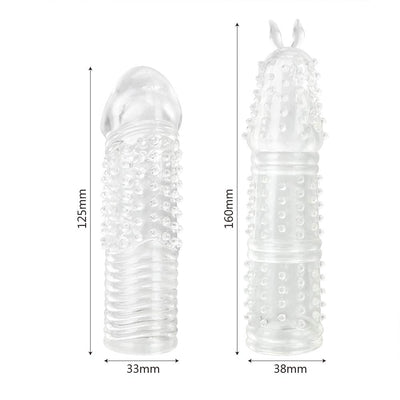 Penis Extender Transparent Penis Sleeve Sex Toys for Men Condoms Cock Ring Reusable Erotic